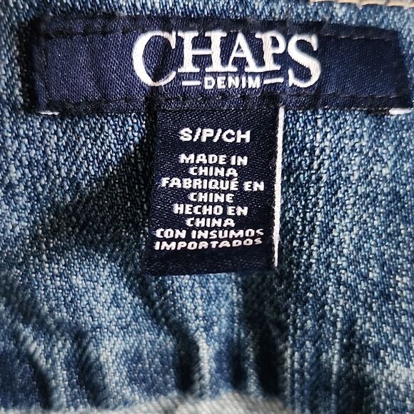 Chaps Light Wash Denim Jean Jacket, 5 Buttons, Raw Hem Collar, Sz Small - Picture 4 of 9